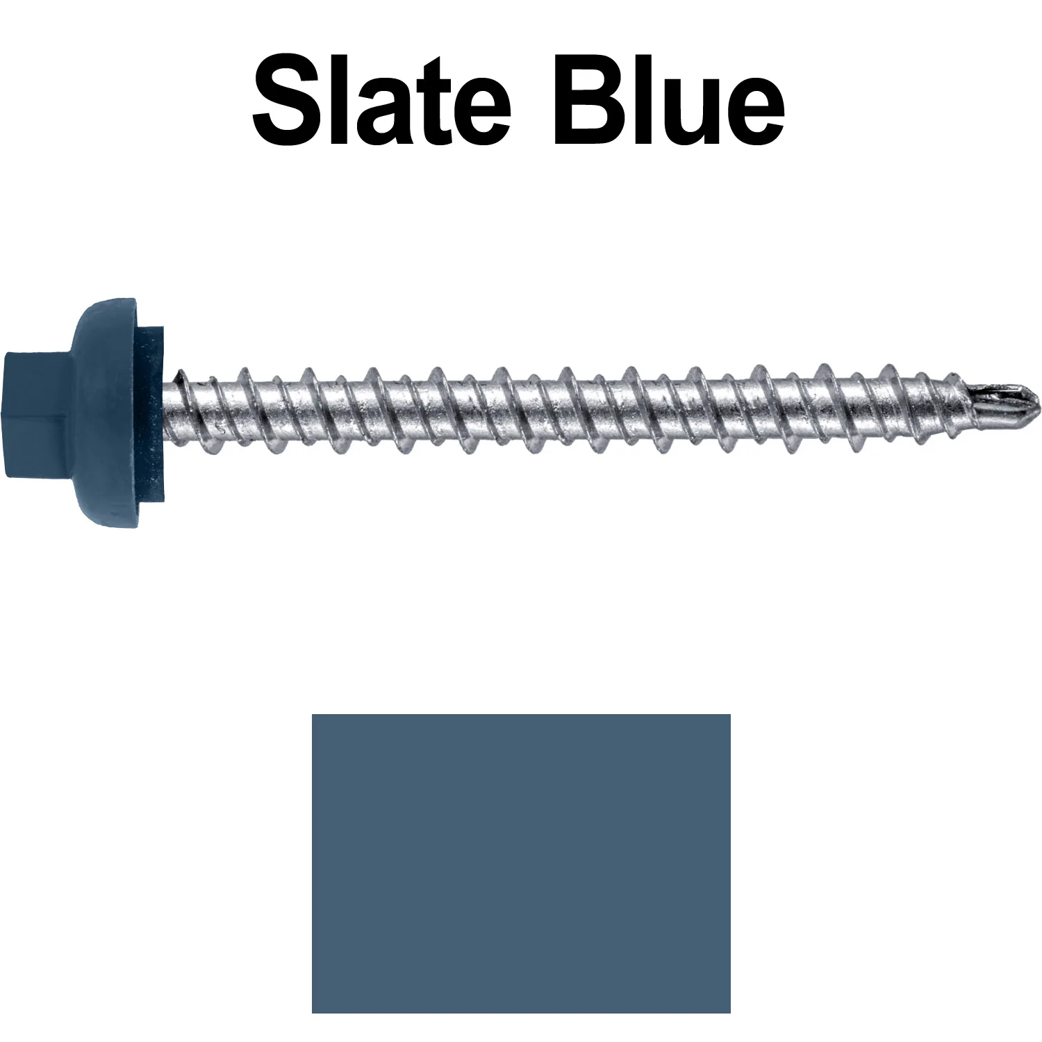 10 X 2” Zinc Aluminum Cap MINI-DRILLER Roofing Screws HI-LO THREAD Zinc Plated Carbon Steel Shank - EPDM Washer - Colored head - Image 30