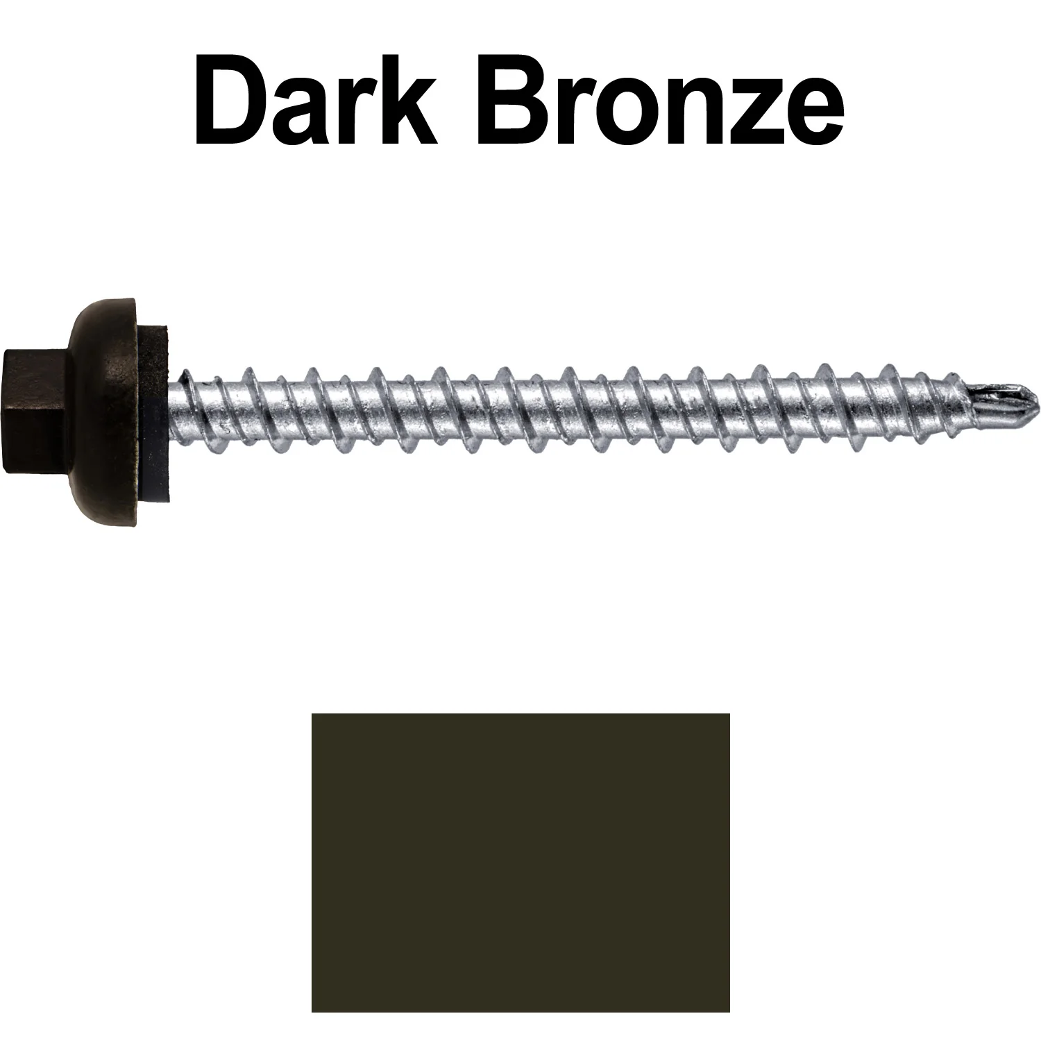10 X 2” Zinc Aluminum Cap MINI-DRILLER Roofing Screws HI-LO THREAD Zinc Plated Carbon Steel Shank - EPDM Washer - Colored head - Image 43