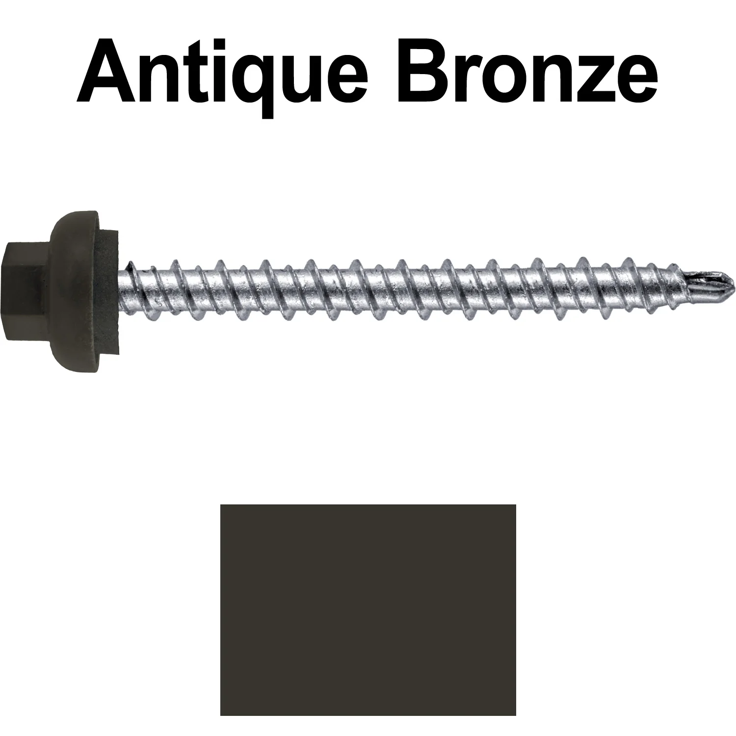 10 X 2” Zinc Aluminum Cap MINI-DRILLER Roofing Screws HI-LO THREAD Zinc Plated Carbon Steel Shank - EPDM Washer - Colored head - Image 50