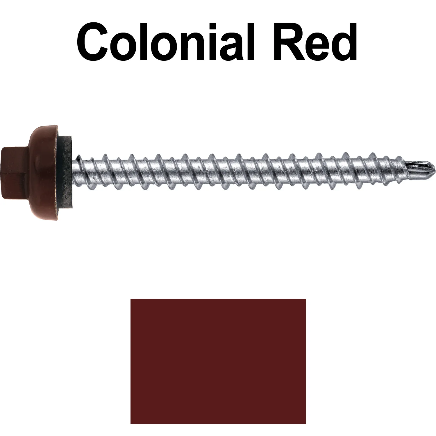 10 X 2” Zinc Aluminum Cap MINI-DRILLER Roofing Screws HI-LO THREAD Zinc Plated Carbon Steel Shank - EPDM Washer - Colored head - Image 69