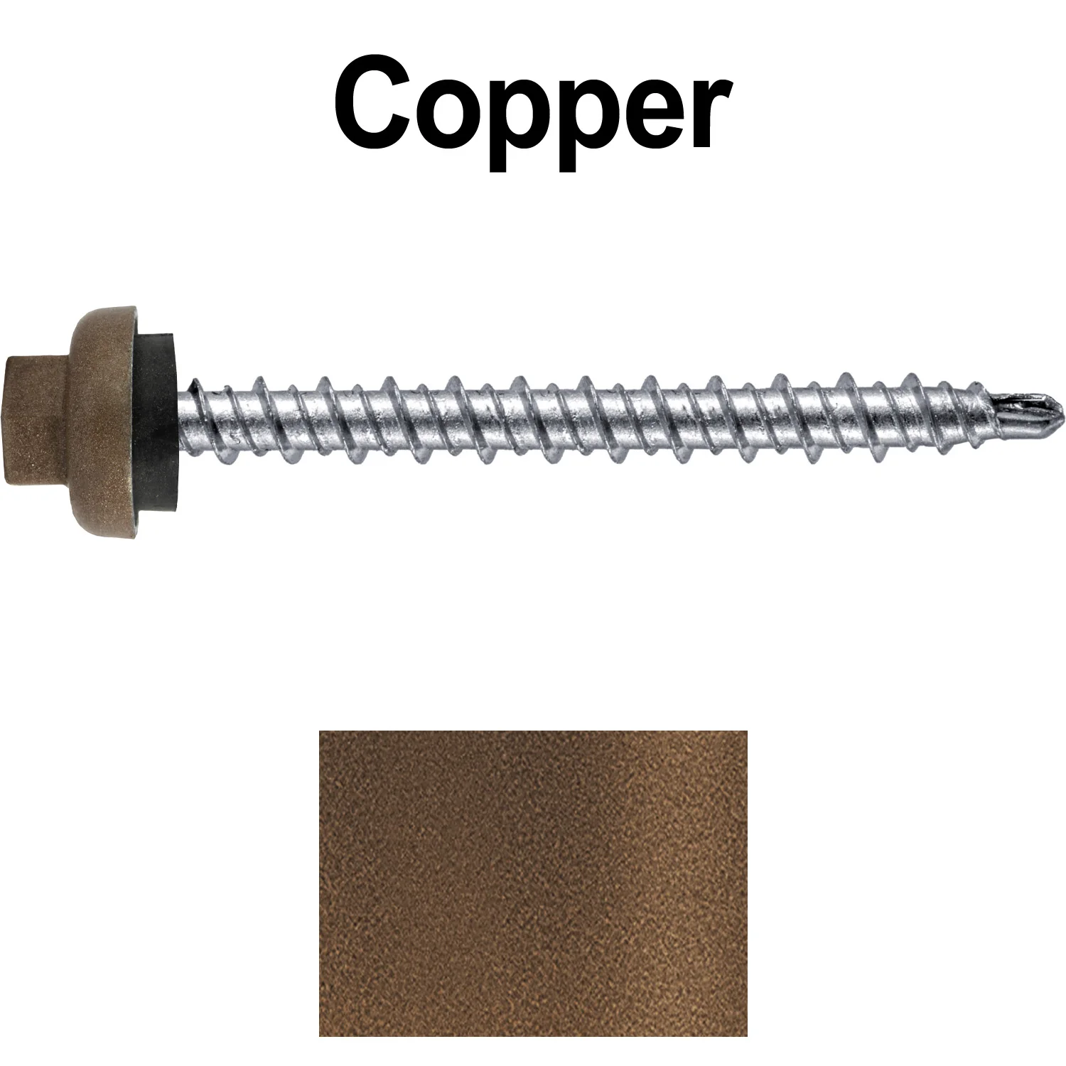 10 X 2” Zinc Aluminum Cap MINI-DRILLER Roofing Screws HI-LO THREAD Zinc Plated Carbon Steel Shank - EPDM Washer - Colored head - Image 72