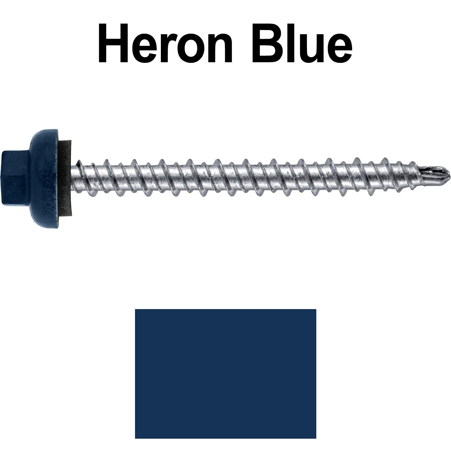 10 X 2” Zinc Aluminum Cap MINI-DRILLER Roofing Screws HI-LO THREAD Zinc Plated Carbon Steel Shank - EPDM Washer - Colored head - Image 93