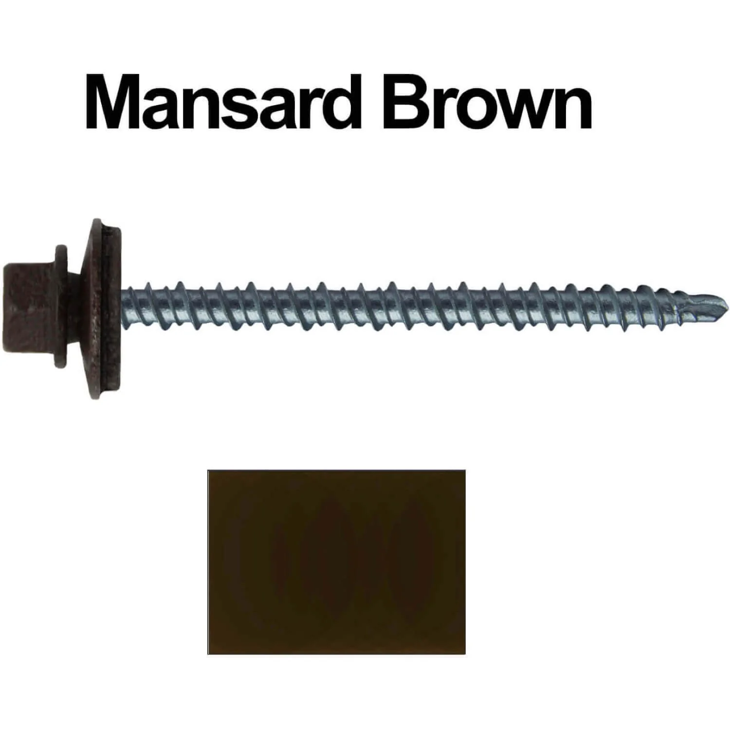 #10 x 3" Mini Driller Sheet Metal Roofing Screw - Hex Washer Head -  Self starting metal to wood siding screws. EPDM washer. Colored head. - Image 105
