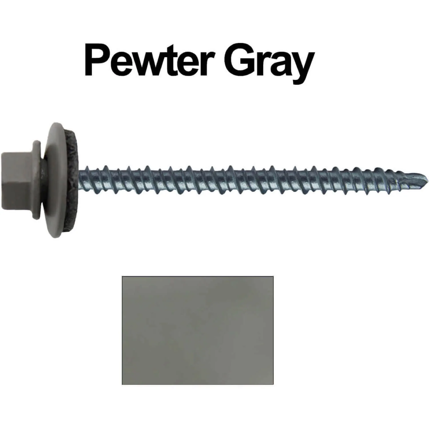 #10 x 3" Mini Driller Sheet Metal Roofing Screw - Hex Washer Head -  Self starting metal to wood siding screws. EPDM washer. Colored head. - Image 112