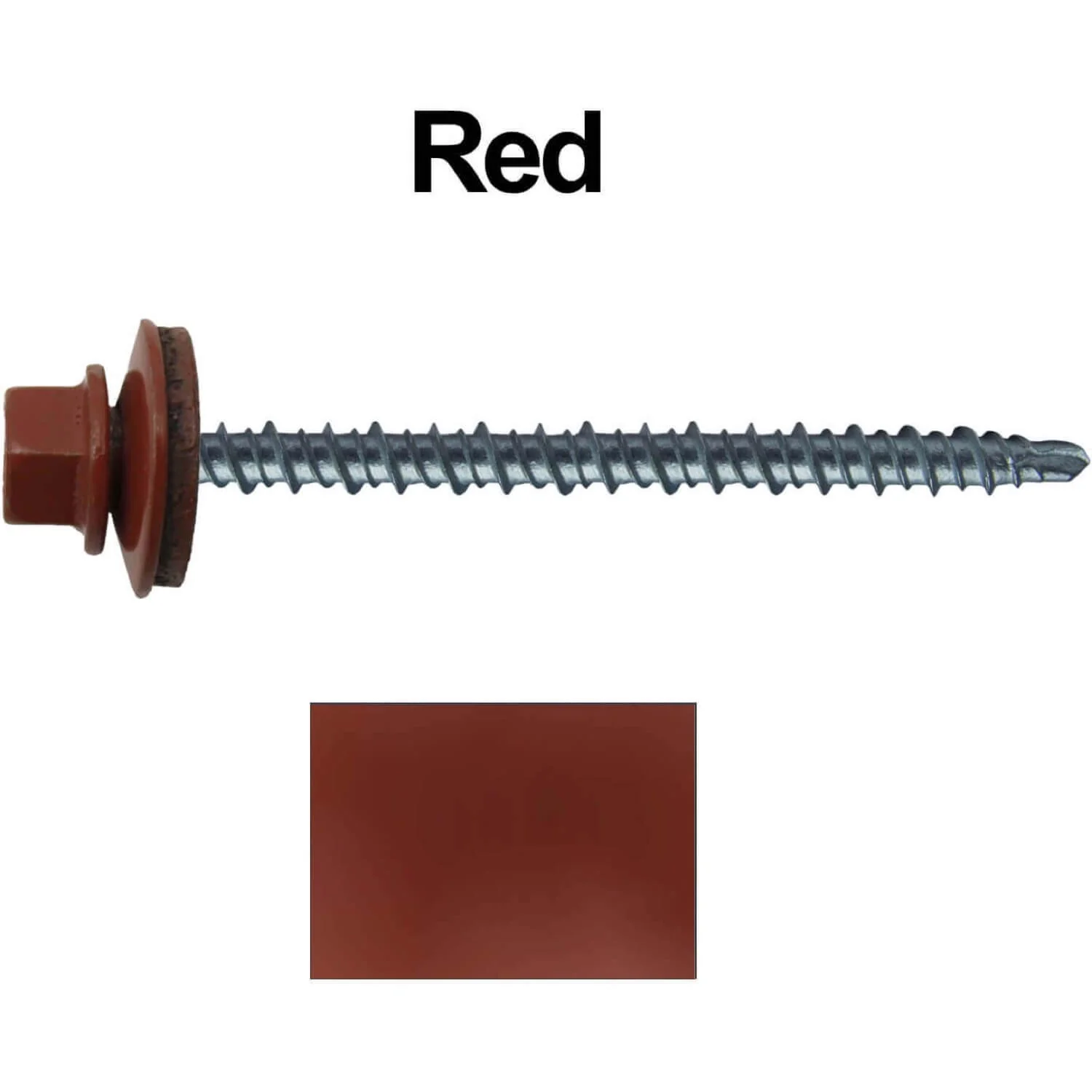 #10 x 3" Mini Driller Sheet Metal Roofing Screw - Hex Washer Head -  Self starting metal to wood siding screws. EPDM washer. Colored head. - Image 115