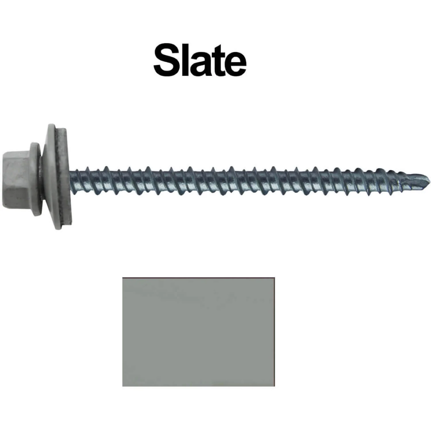 #10 x 3" Mini Driller Sheet Metal Roofing Screw - Hex Washer Head -  Self starting metal to wood siding screws. EPDM washer. Colored head. - Image 116