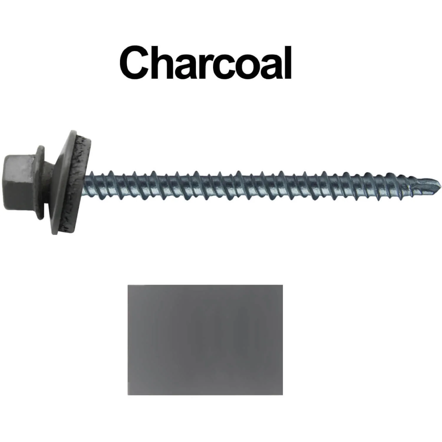 #10 x 3" Mini Driller Sheet Metal Roofing Screw - Hex Washer Head -  Self starting metal to wood siding screws. EPDM washer. Colored head. - Image 18