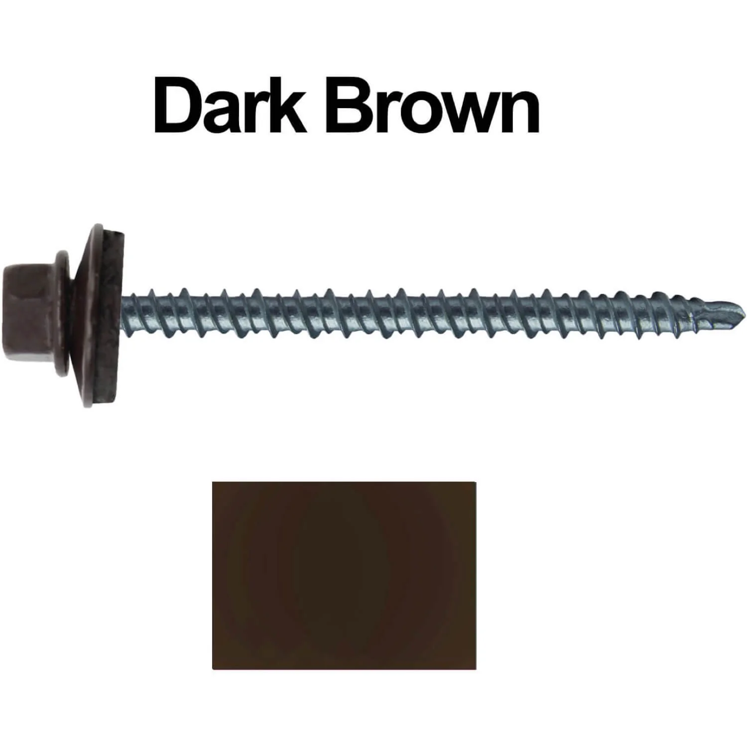 #10 x 3" Mini Driller Sheet Metal Roofing Screw - Hex Washer Head -  Self starting metal to wood siding screws. EPDM washer. Colored head. - Image 22