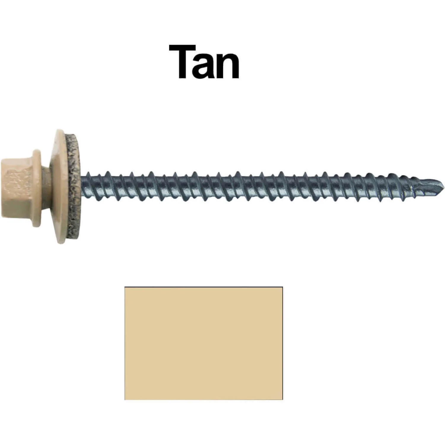 #10 x 3" Mini Driller Sheet Metal Roofing Screw - Hex Washer Head -  Self starting metal to wood siding screws. EPDM washer. Colored head. - Image 43