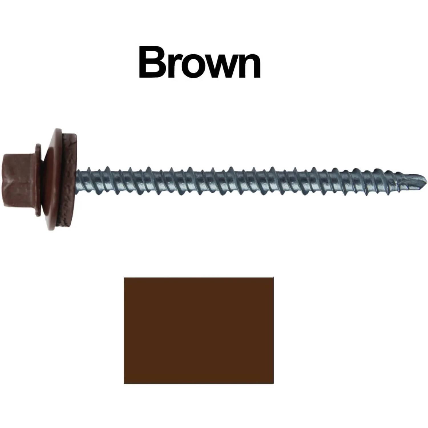 #10 x 3" Mini Driller Sheet Metal Roofing Screw - Hex Washer Head -  Self starting metal to wood siding screws. EPDM washer. Colored head. - Image 59