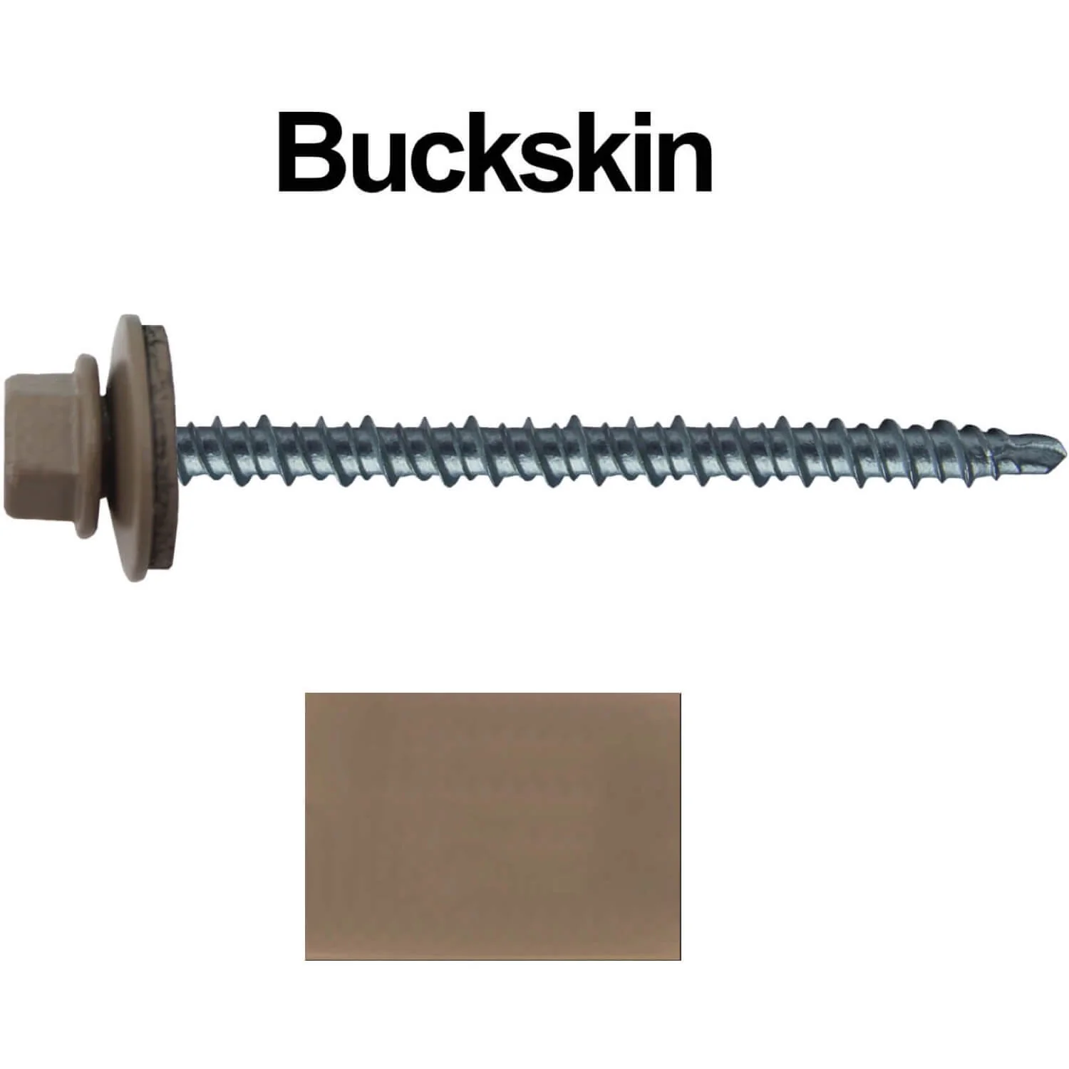 #10 x 3" Mini Driller Sheet Metal Roofing Screw - Hex Washer Head -  Self starting metal to wood siding screws. EPDM washer. Colored head. - Image 60