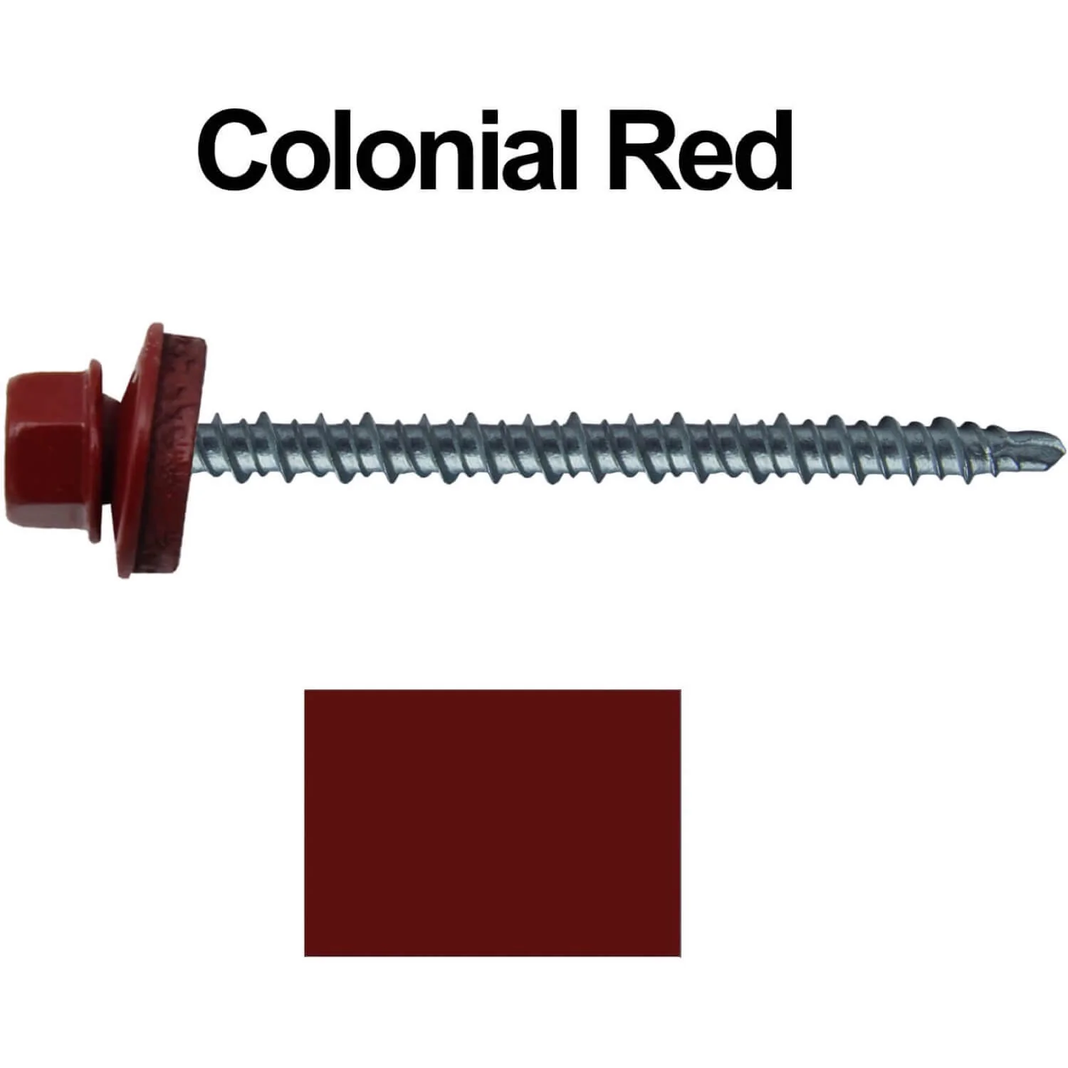 #10 x 3" Mini Driller Sheet Metal Roofing Screw - Hex Washer Head -  Self starting metal to wood siding screws. EPDM washer. Colored head. - Image 69