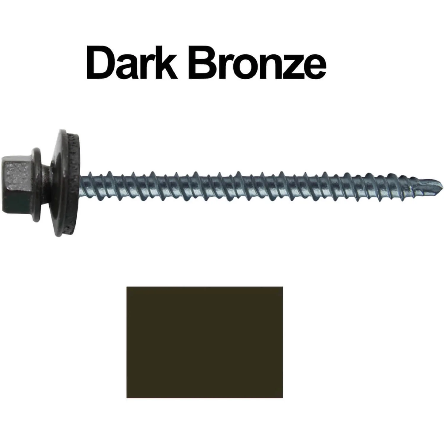 #10 x 3" Mini Driller Sheet Metal Roofing Screw - Hex Washer Head -  Self starting metal to wood siding screws. EPDM washer. Colored head. - Image 76