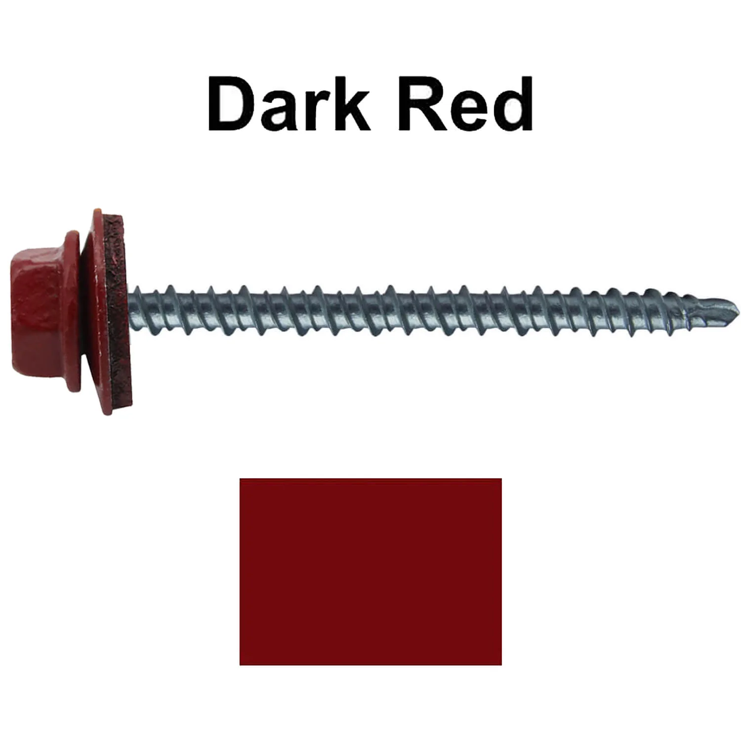 #10 x 3" Mini Driller Sheet Metal Roofing Screw - Hex Washer Head -  Self starting metal to wood siding screws. EPDM washer. Colored head. - Image 80