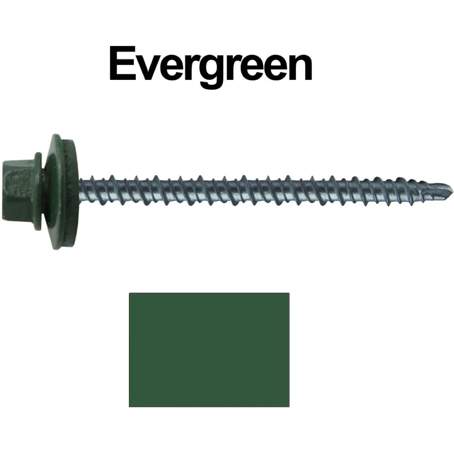 #10 x 3" Mini Driller Sheet Metal Roofing Screw - Hex Washer Head -  Self starting metal to wood siding screws. EPDM washer. Colored head. - Image 83