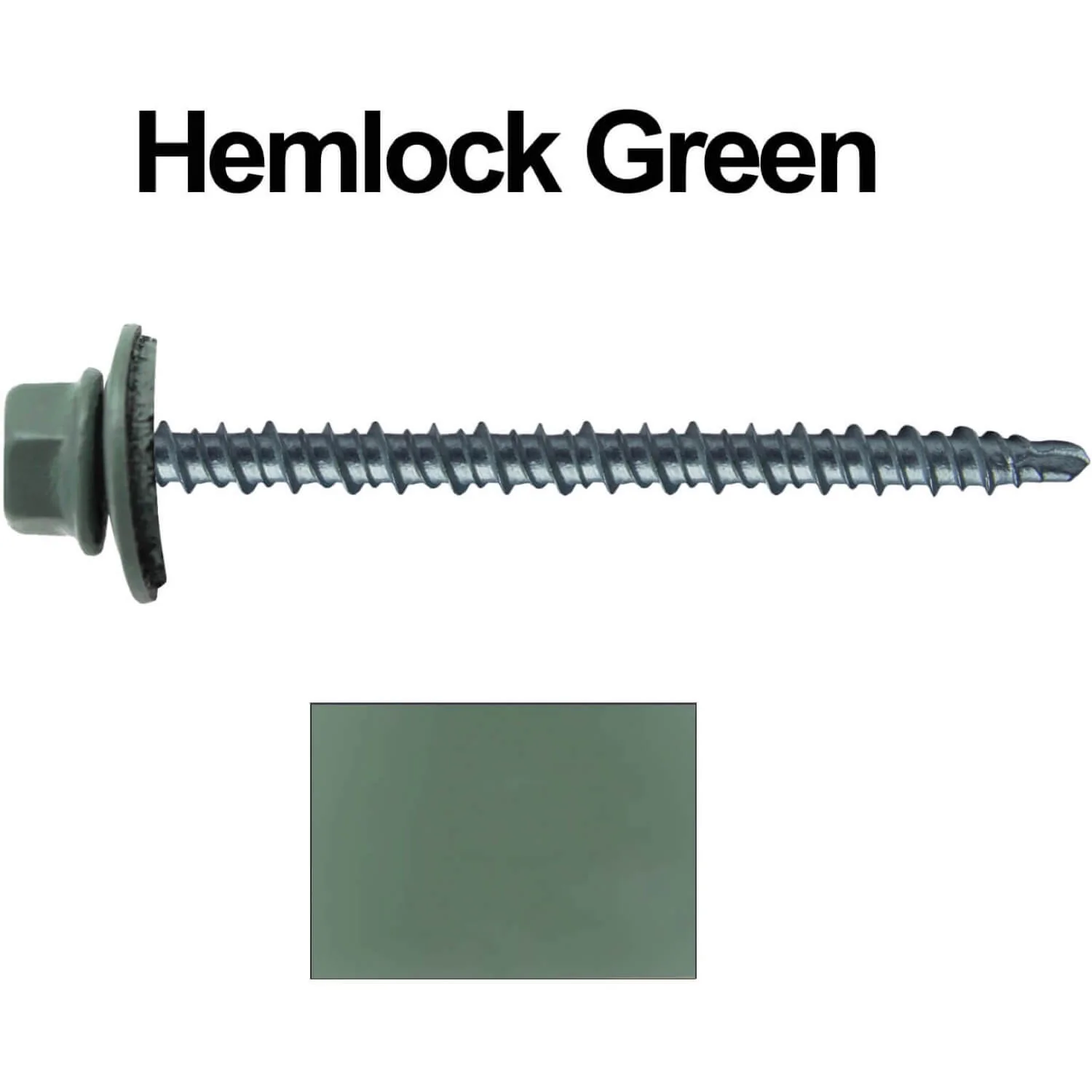 #10 x 3" Mini Driller Sheet Metal Roofing Screw - Hex Washer Head -  Self starting metal to wood siding screws. EPDM washer. Colored head. - Image 91