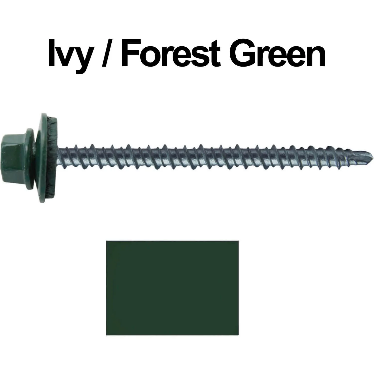 #10 x 3" Mini Driller Sheet Metal Roofing Screw - Hex Washer Head -  Self starting metal to wood siding screws. EPDM washer. Colored head. - Image 96