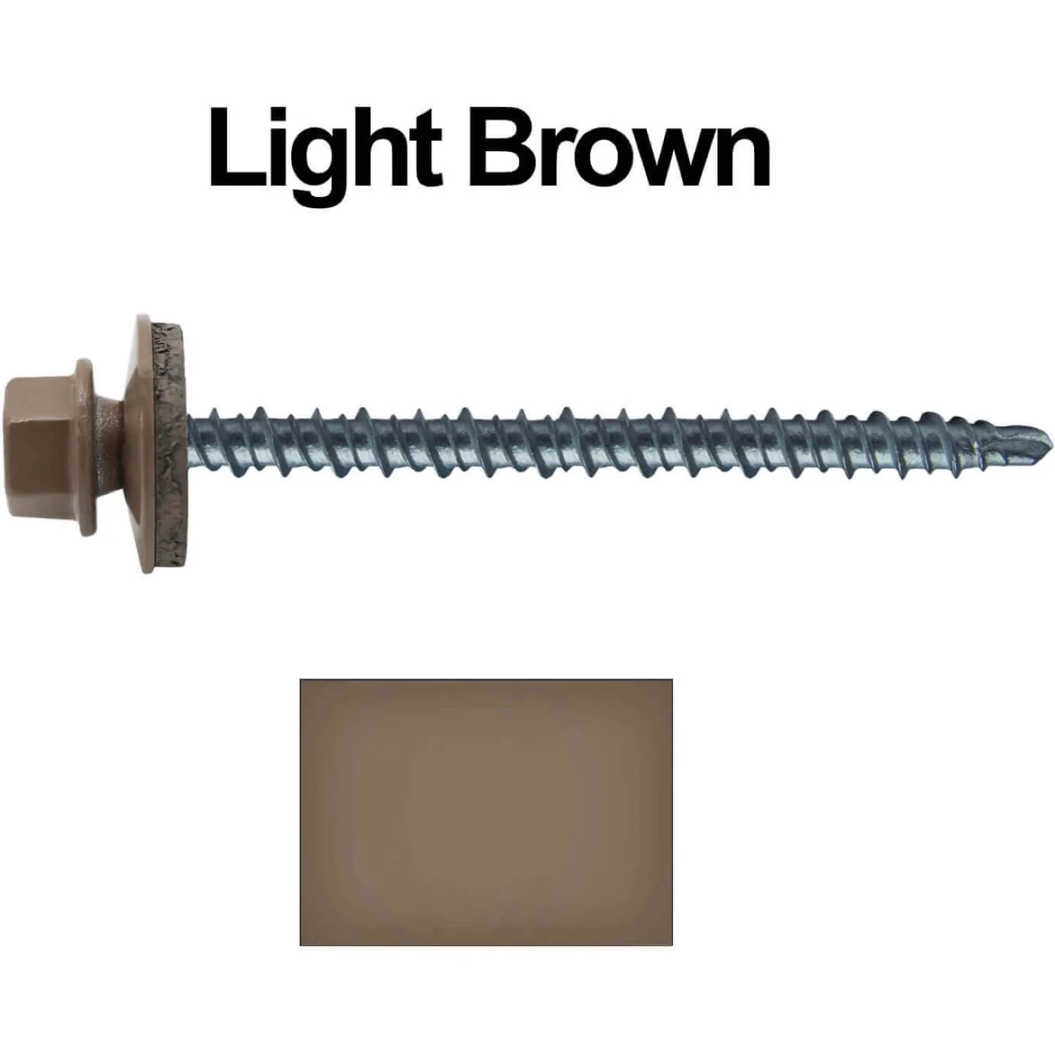 #10 x 3" Mini Driller Sheet Metal Roofing Screw - Hex Washer Head -  Self starting metal to wood siding screws. EPDM washer. Colored head. - Image 99
