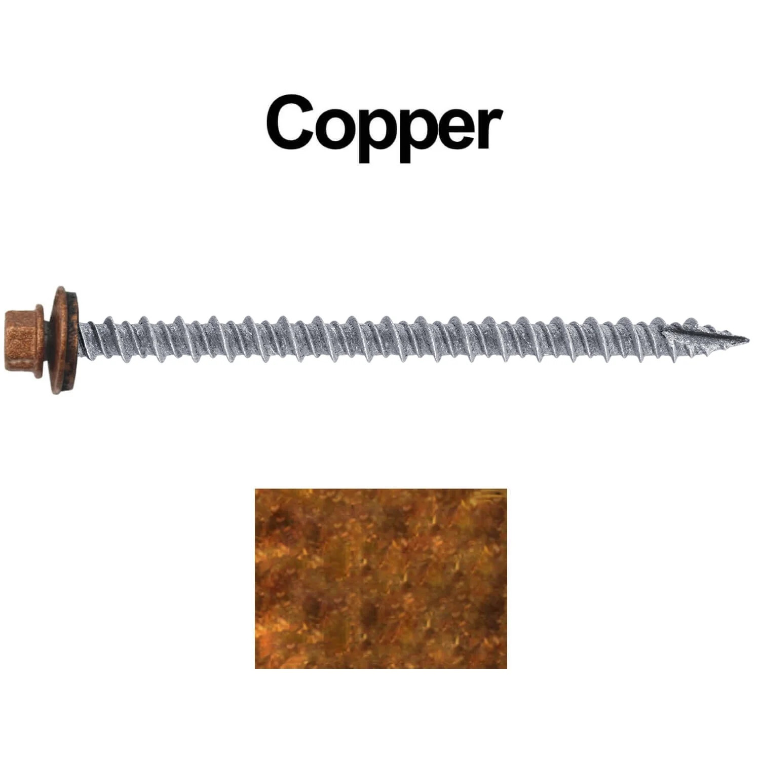 #10 x 3" Metal ROOFING SCREWS - Hex Washer Head - Self starting/self tapping - EPDM washer. Colored head. - Image 135