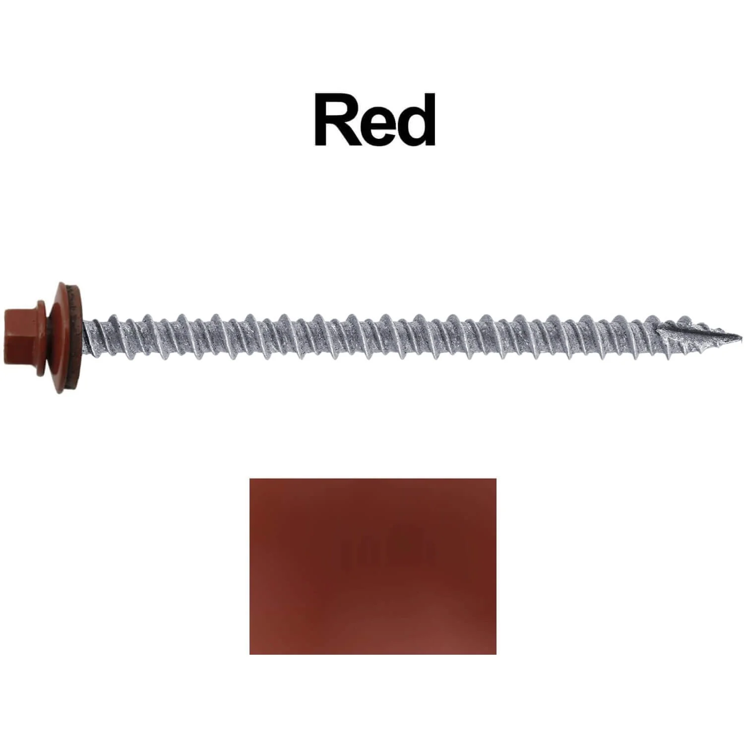 #10 x 3" Metal ROOFING SCREWS - Hex Washer Head - Self starting/self tapping - EPDM washer. Colored head. - Image 156