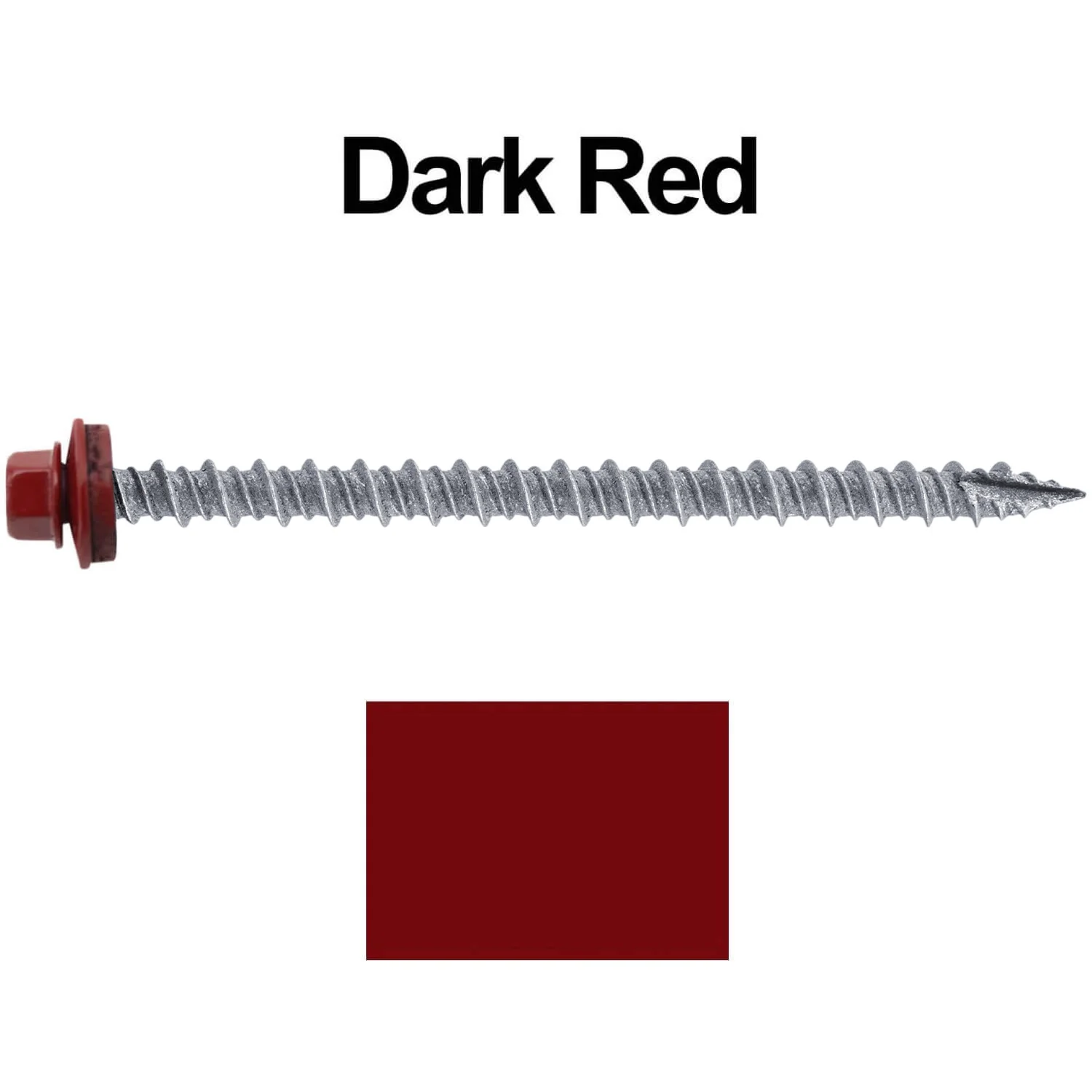 #10 x 3" Metal ROOFING SCREWS - Hex Washer Head - Self starting/self tapping - EPDM washer. Colored head. - Image 18