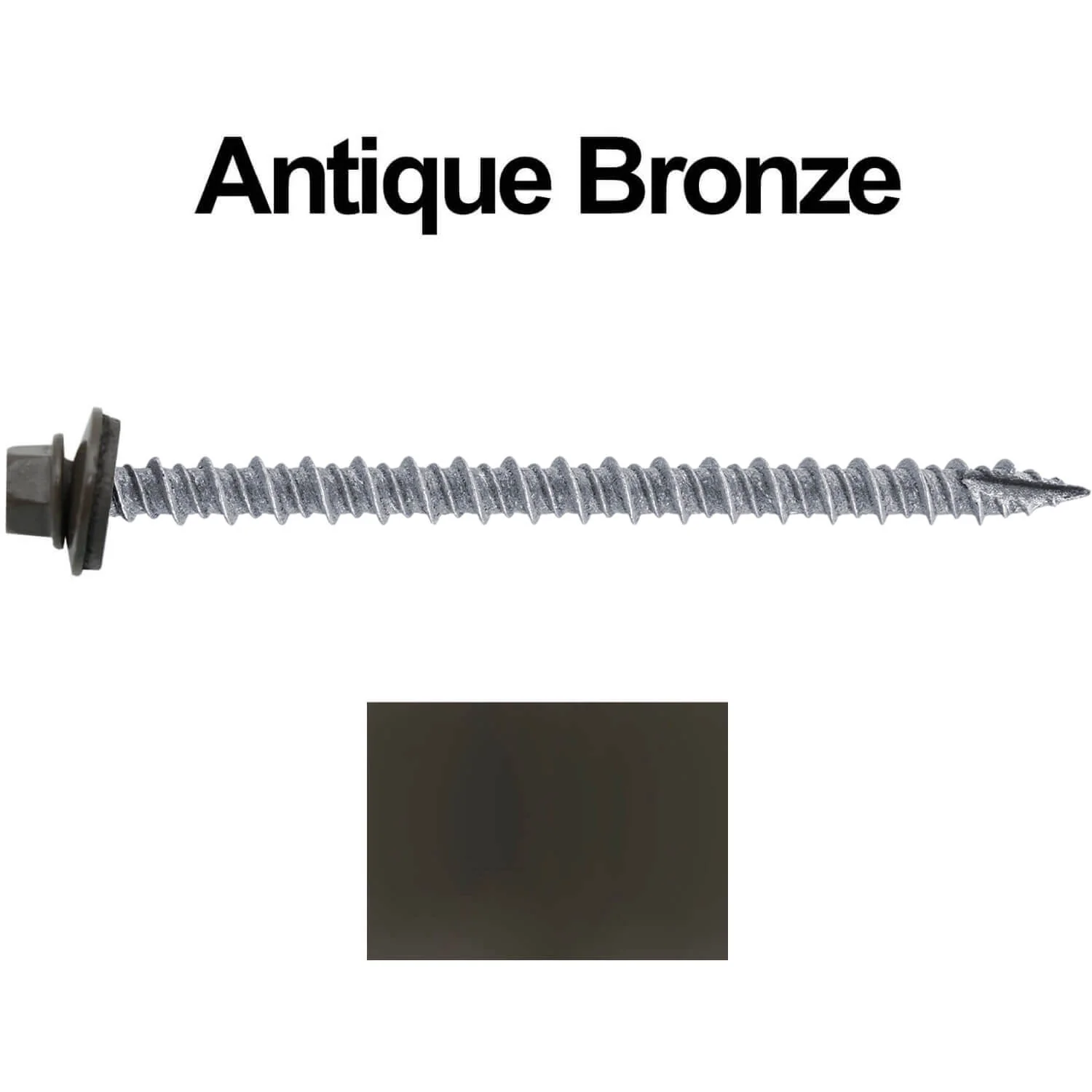 #10 x 3" Metal ROOFING SCREWS - Hex Washer Head - Self starting/self tapping - EPDM washer. Colored head. - Image 249