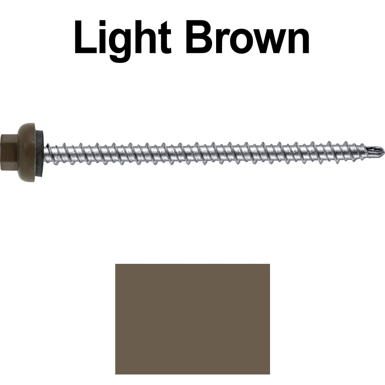 10 X 3" Zinc Aluminum Cap MINI-DRILLER Roofing Screws HI-LO THREAD Zinc Plated Carbon Steel Shank - EPDM Washer - Colored head - Image 100