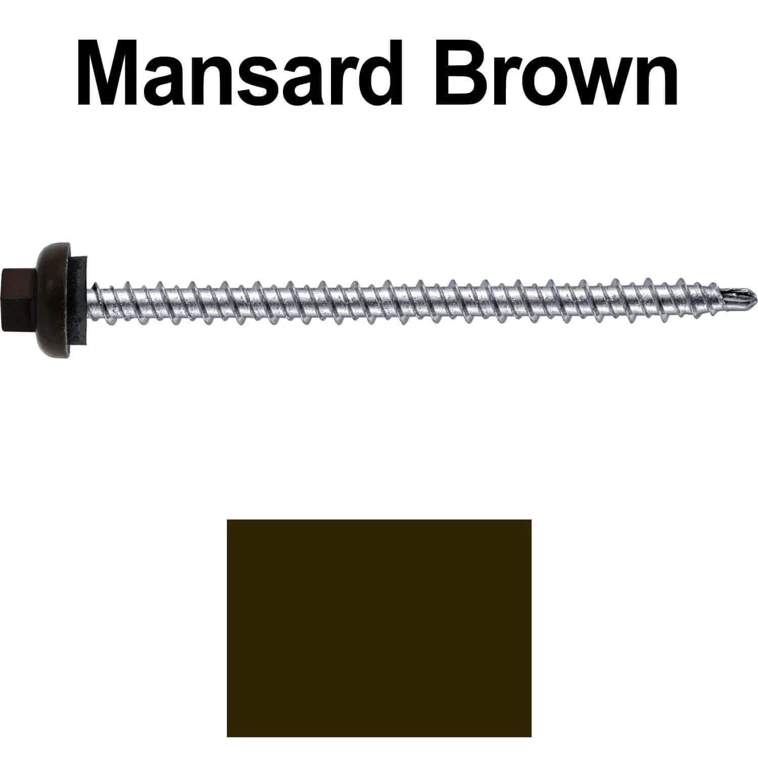 10 X 3" Zinc Aluminum Cap MINI-DRILLER Roofing Screws HI-LO THREAD Zinc Plated Carbon Steel Shank - EPDM Washer - Colored head - Image 106