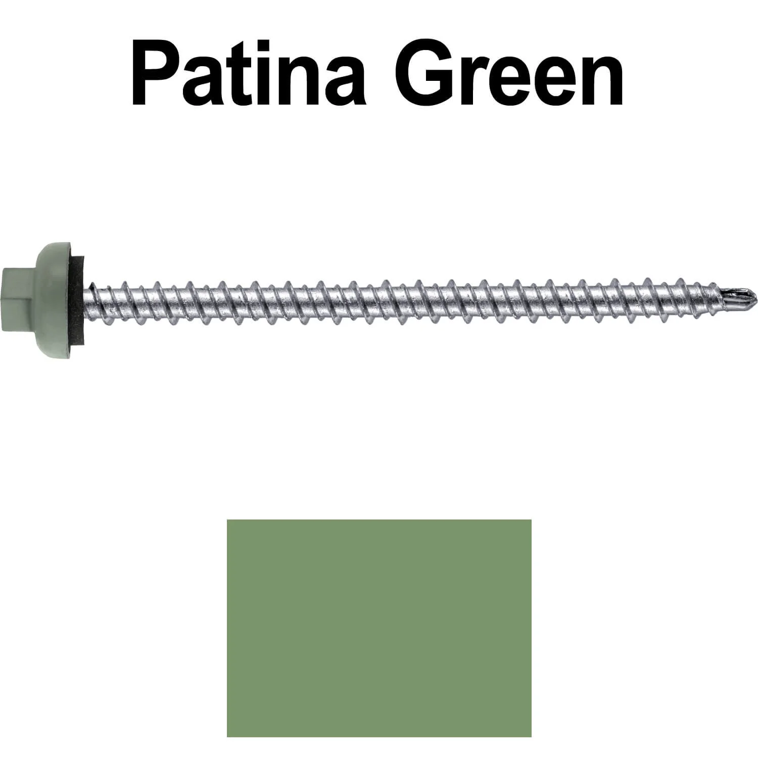 10 X 3" Zinc Aluminum Cap MINI-DRILLER Roofing Screws HI-LO THREAD Zinc Plated Carbon Steel Shank - EPDM Washer - Colored head - Image 112
