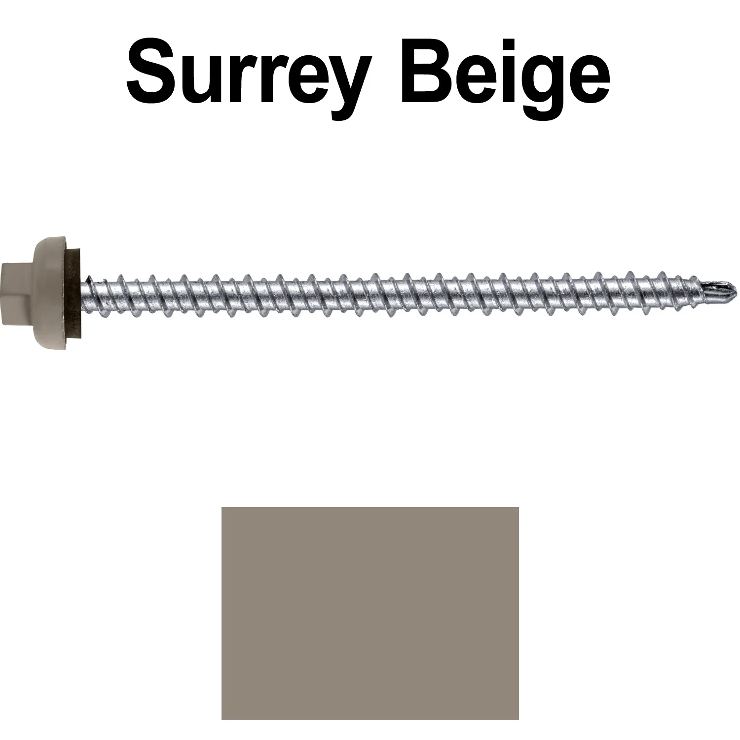 10 X 3" Zinc Aluminum Cap MINI-DRILLER Roofing Screws HI-LO THREAD Zinc Plated Carbon Steel Shank - EPDM Washer - Colored head - Image 16