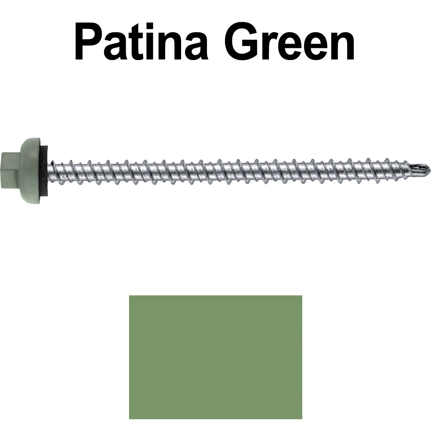 10 X 3" Zinc Aluminum Cap MINI-DRILLER Roofing Screws HI-LO THREAD Zinc Plated Carbon Steel Shank - EPDM Washer - Colored head - Image 30
