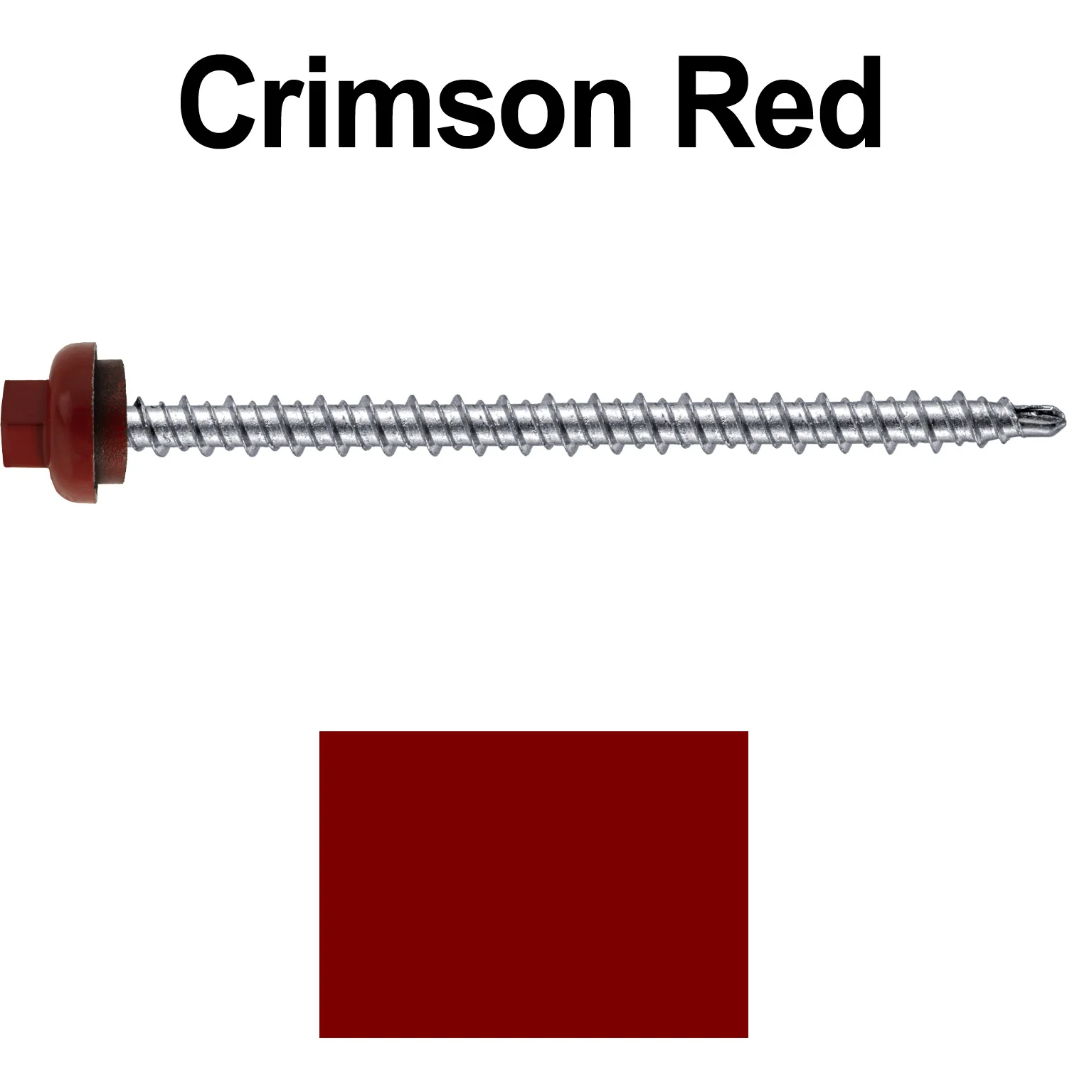 10 X 3" Zinc Aluminum Cap MINI-DRILLER Roofing Screws HI-LO THREAD Zinc Plated Carbon Steel Shank - EPDM Washer - Colored head - Image 35