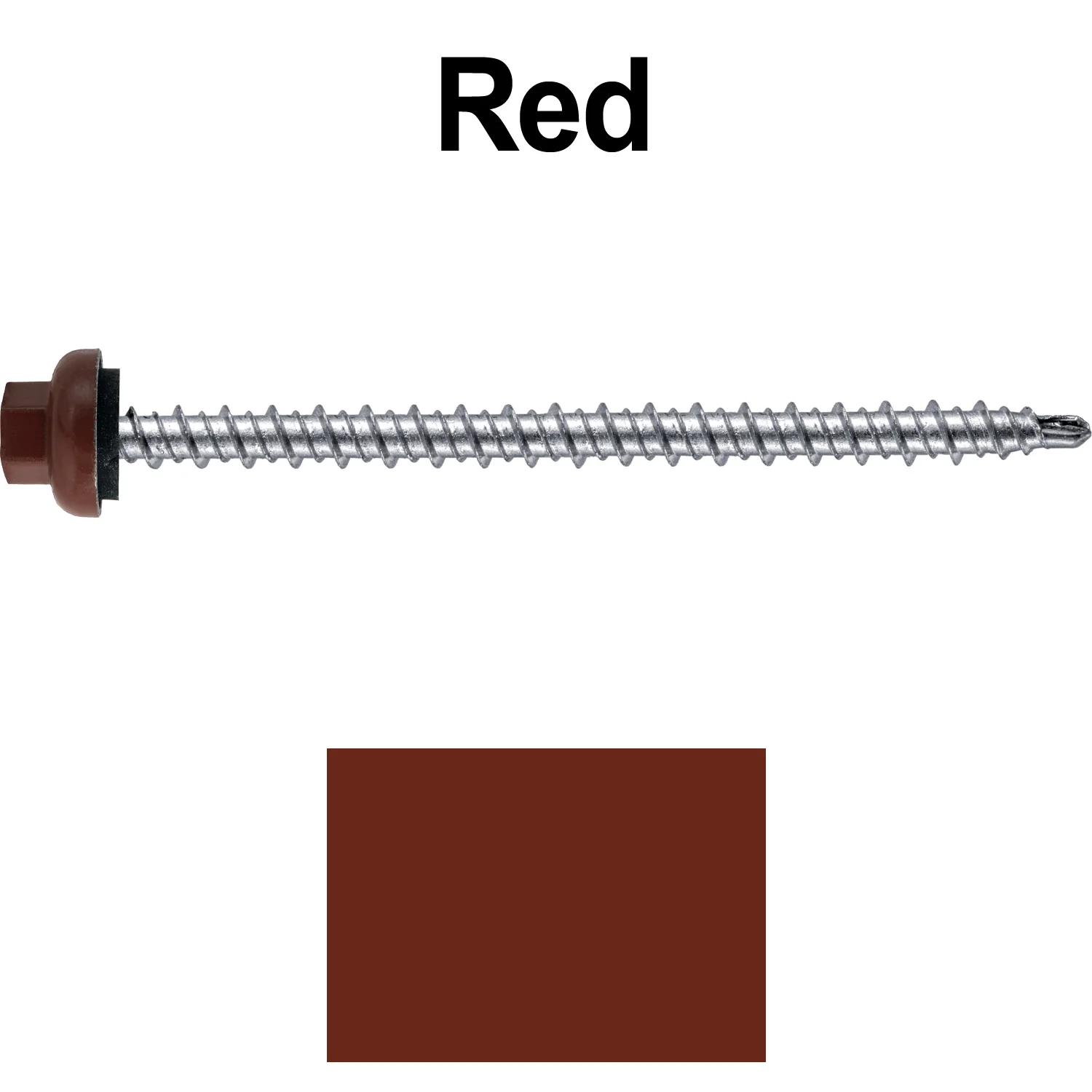 10 X 3" Zinc Aluminum Cap MINI-DRILLER Roofing Screws HI-LO THREAD Zinc Plated Carbon Steel Shank - EPDM Washer - Colored head - Image 36