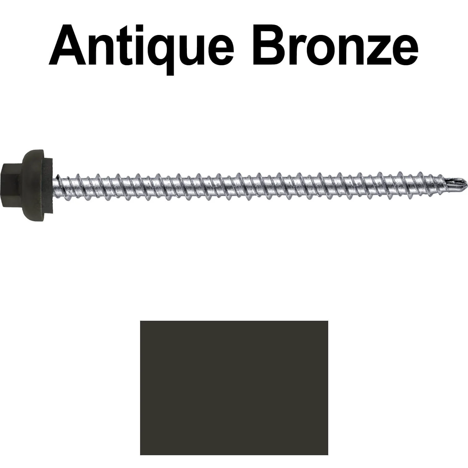 10 X 3" Zinc Aluminum Cap MINI-DRILLER Roofing Screws HI-LO THREAD Zinc Plated Carbon Steel Shank - EPDM Washer - Colored head - Image 49
