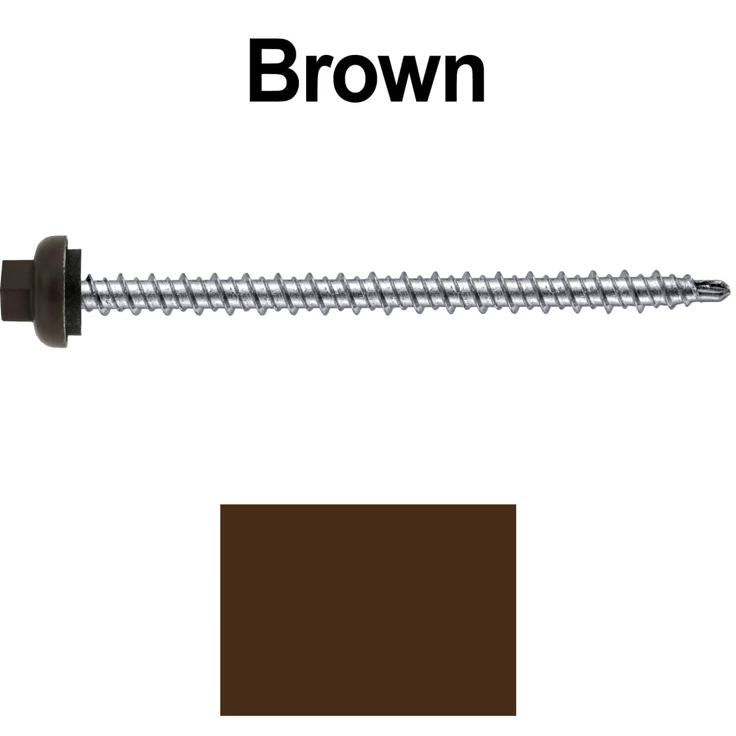 10 X 3" Zinc Aluminum Cap MINI-DRILLER Roofing Screws HI-LO THREAD Zinc Plated Carbon Steel Shank - EPDM Washer - Colored head - Image 59