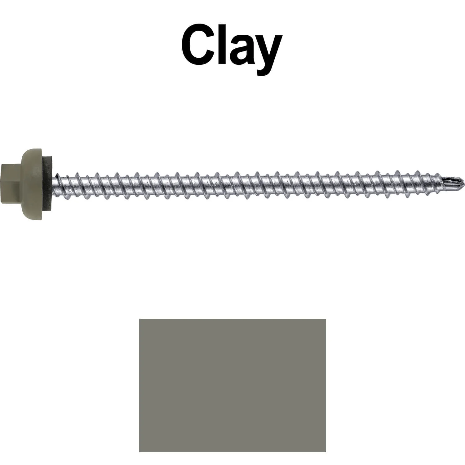 10 X 3" Zinc Aluminum Cap MINI-DRILLER Roofing Screws HI-LO THREAD Zinc Plated Carbon Steel Shank - EPDM Washer - Colored head - Image 68