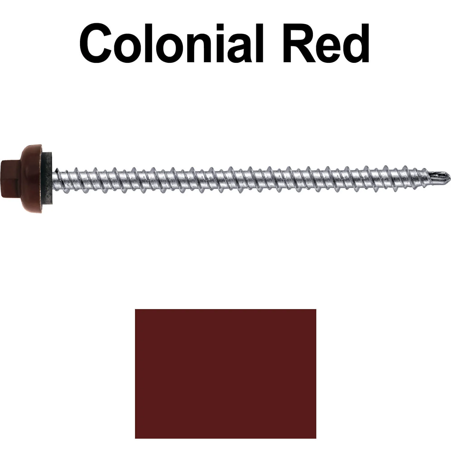 10 X 3" Zinc Aluminum Cap MINI-DRILLER Roofing Screws HI-LO THREAD Zinc Plated Carbon Steel Shank - EPDM Washer - Colored head - Image 70