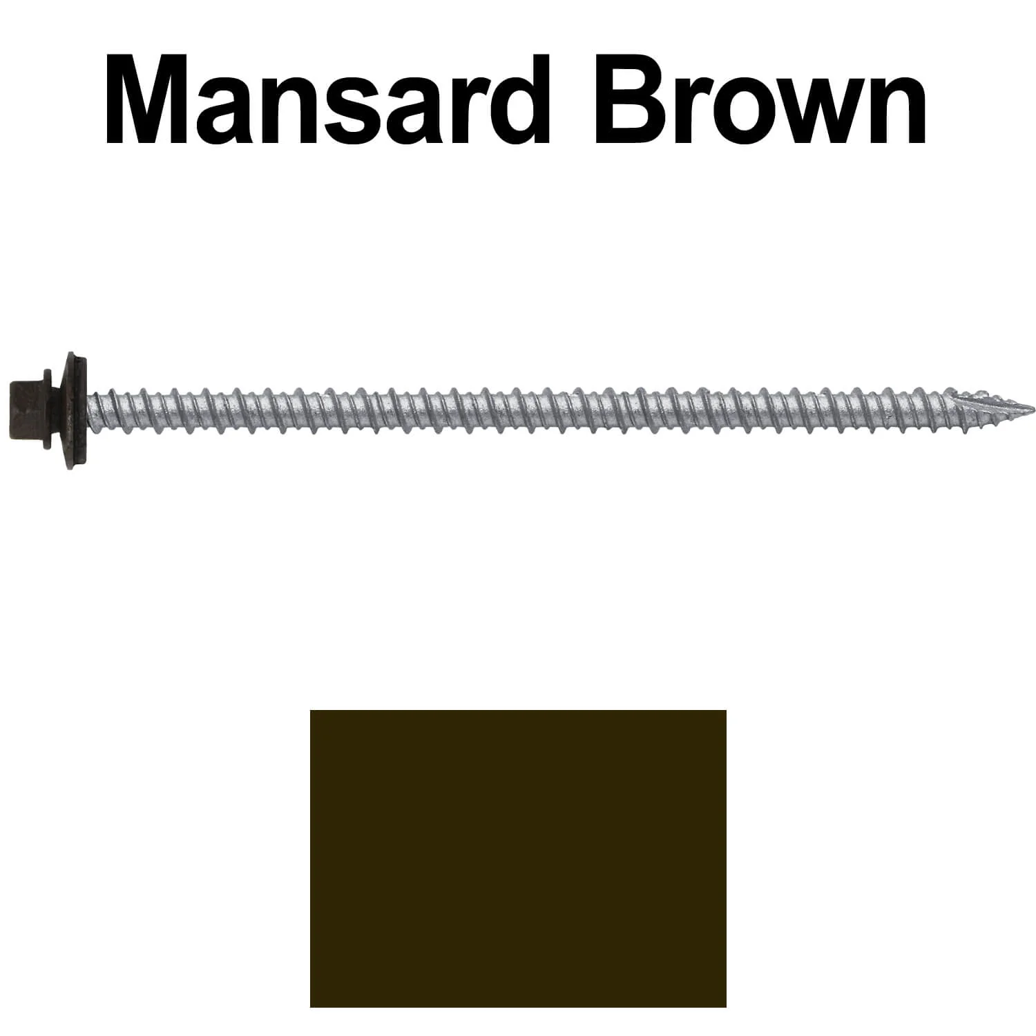 #10 x 4" Metal ROOFING SCREWS - Hex Washer Head - Self starting/self tapping - EPDM washer. Colored head. - Image 102