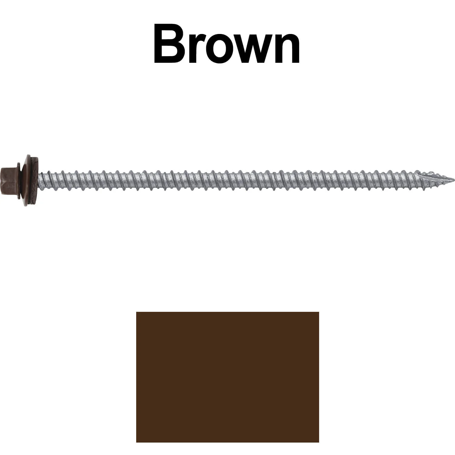 #10 x 4" Metal ROOFING SCREWS - Hex Washer Head - Self starting/self tapping - EPDM washer. Colored head. - Image 11
