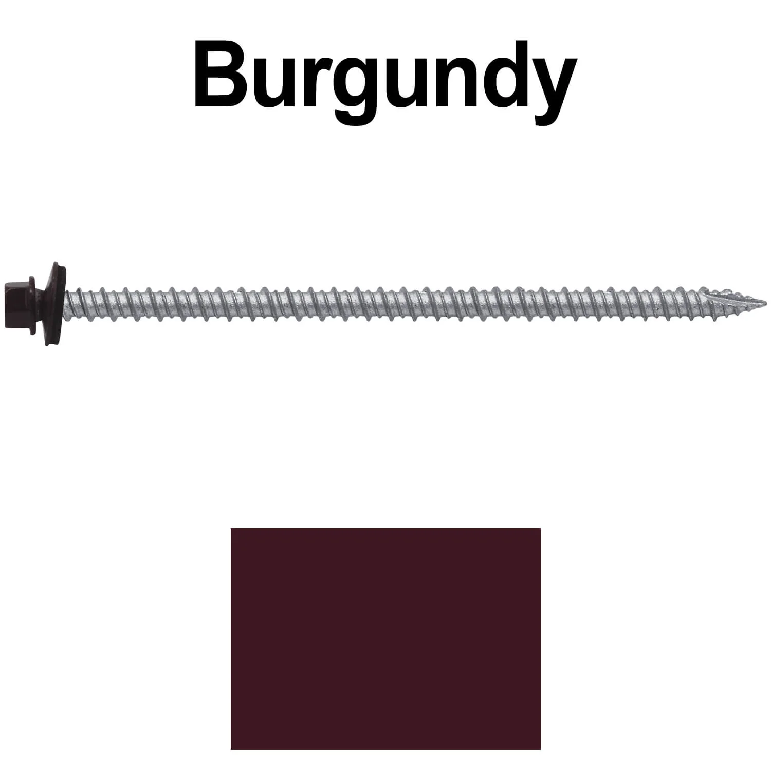 #10 x 4" Metal ROOFING SCREWS - Hex Washer Head - Self starting/self tapping - EPDM washer. Colored head. - Image 13