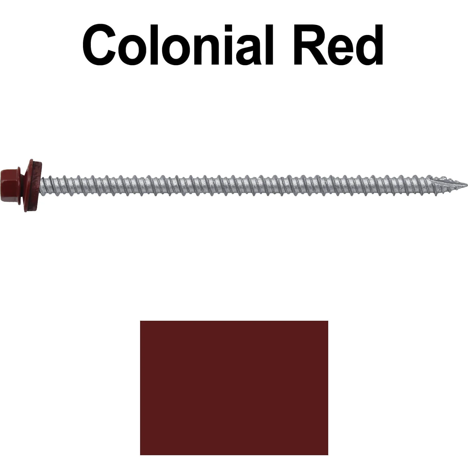 #10 x 4" Metal ROOFING SCREWS - Hex Washer Head - Self starting/self tapping - EPDM washer. Colored head. - Image 16