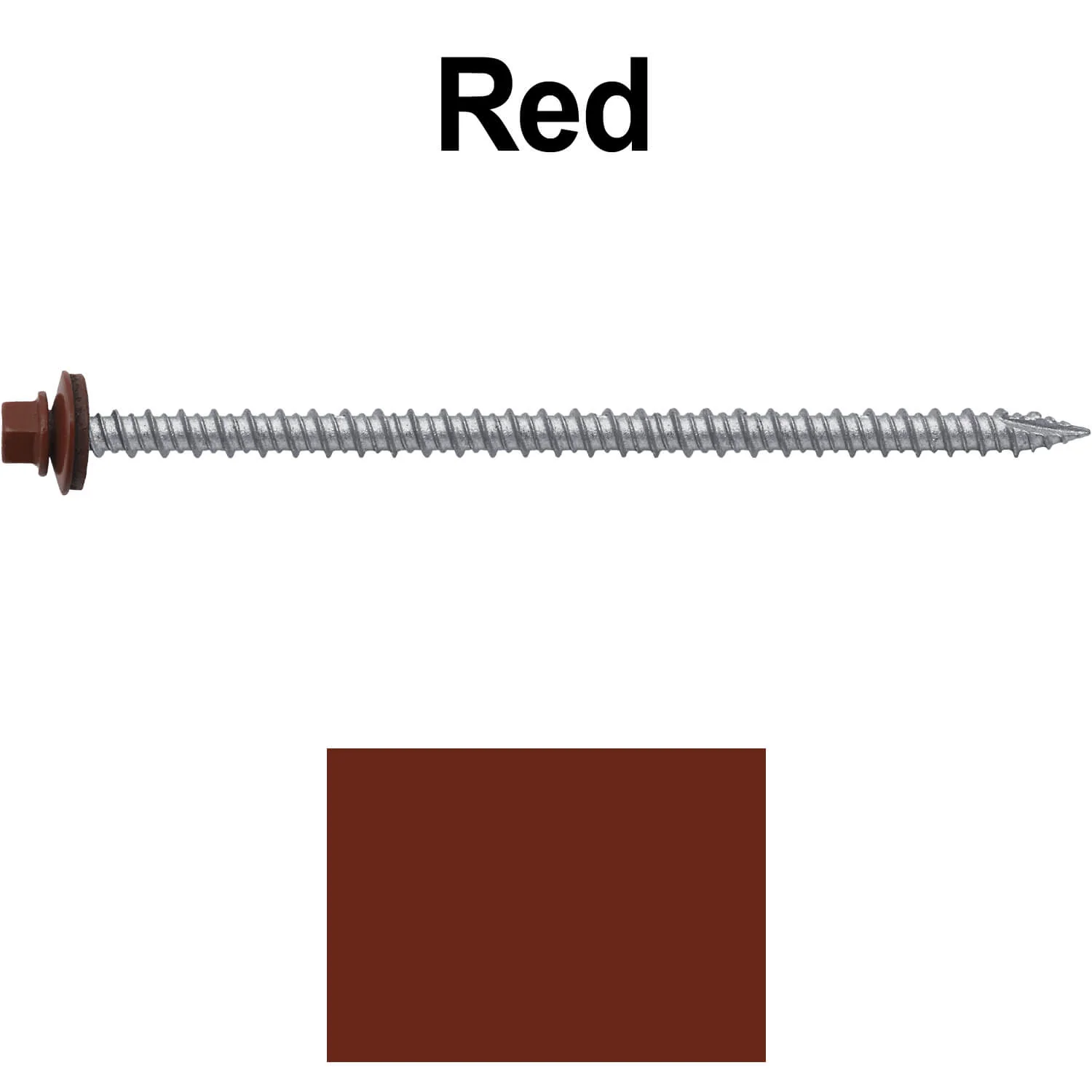 #10 x 4" Metal ROOFING SCREWS - Hex Washer Head - Self starting/self tapping - EPDM washer. Colored head. - Image 39