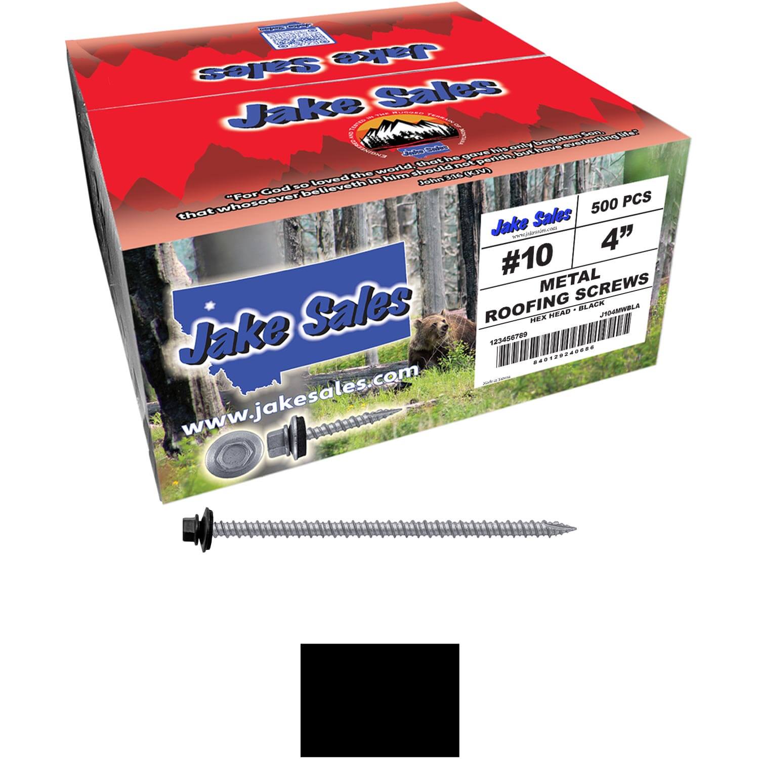 #10 x 4" Metal ROOFING SCREWS - Hex Washer Head - Self starting/self tapping - EPDM washer. Colored head. - Image 51