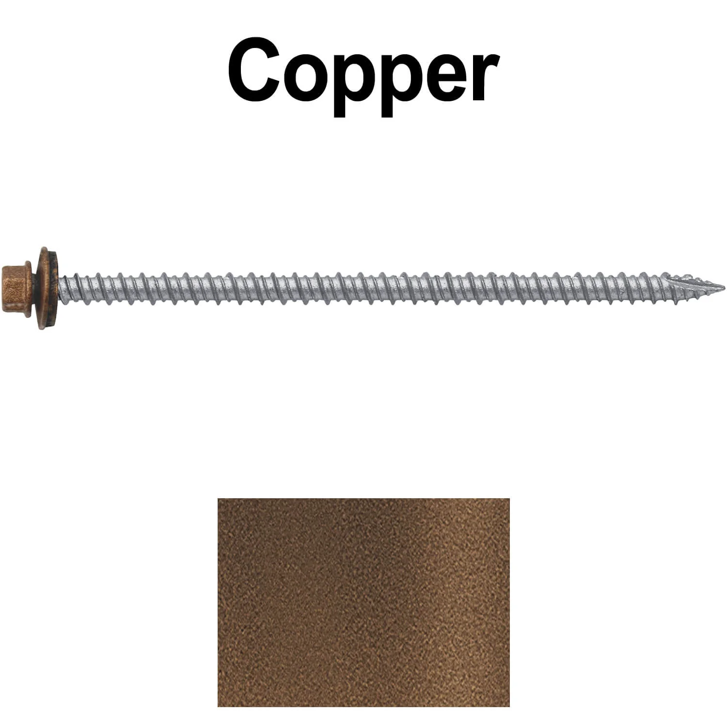 #10 x 4" Metal ROOFING SCREWS - Hex Washer Head - Self starting/self tapping - EPDM washer. Colored head. - Image 68