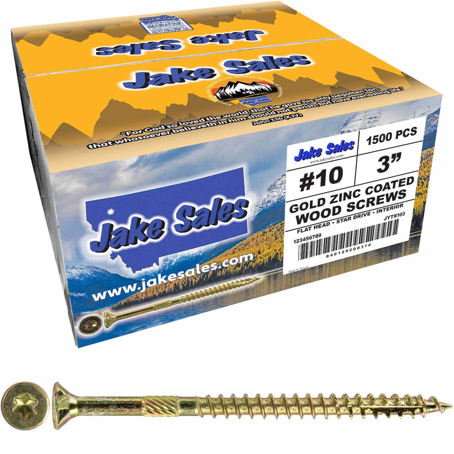 #10 Gold Star/Torx Drive Zinc Coated T-25 Flat Head Wood Screws - Image 16