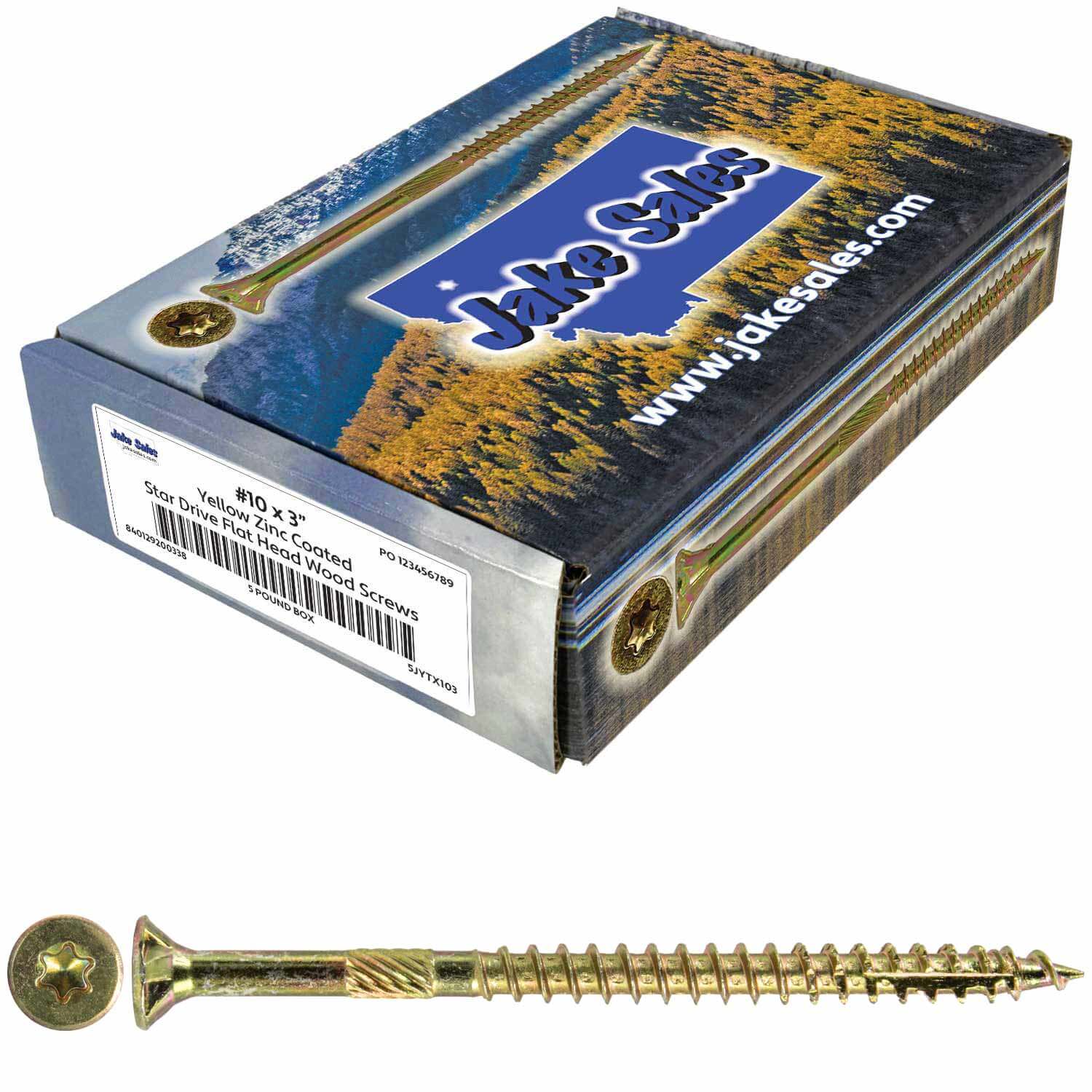 #10 Gold Star/Torx Drive Zinc Coated T-25 Flat Head Wood Screws - Image 18