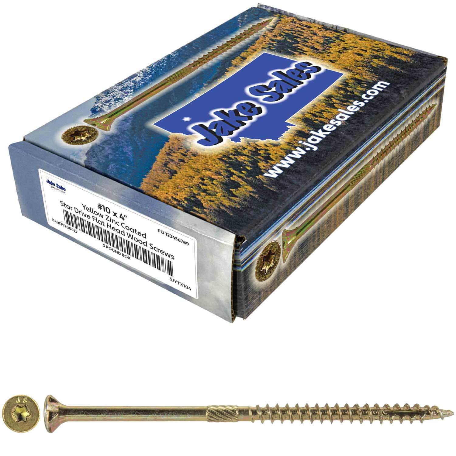 #10 Gold Star/Torx Drive Zinc Coated T-25 Flat Head Wood Screws - Image 26