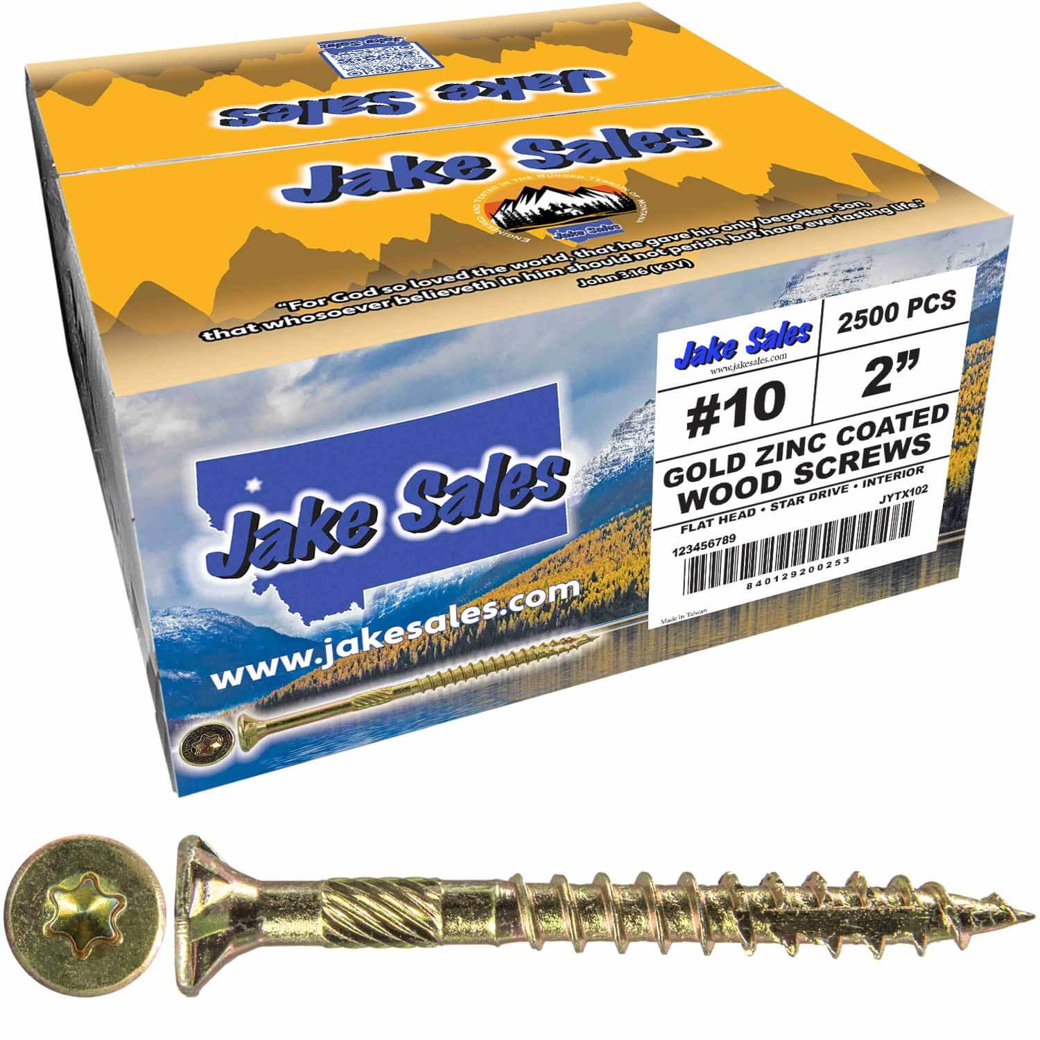 #10 Gold Star/Torx Drive Zinc Coated T-25 Flat Head Wood Screws - Image 35