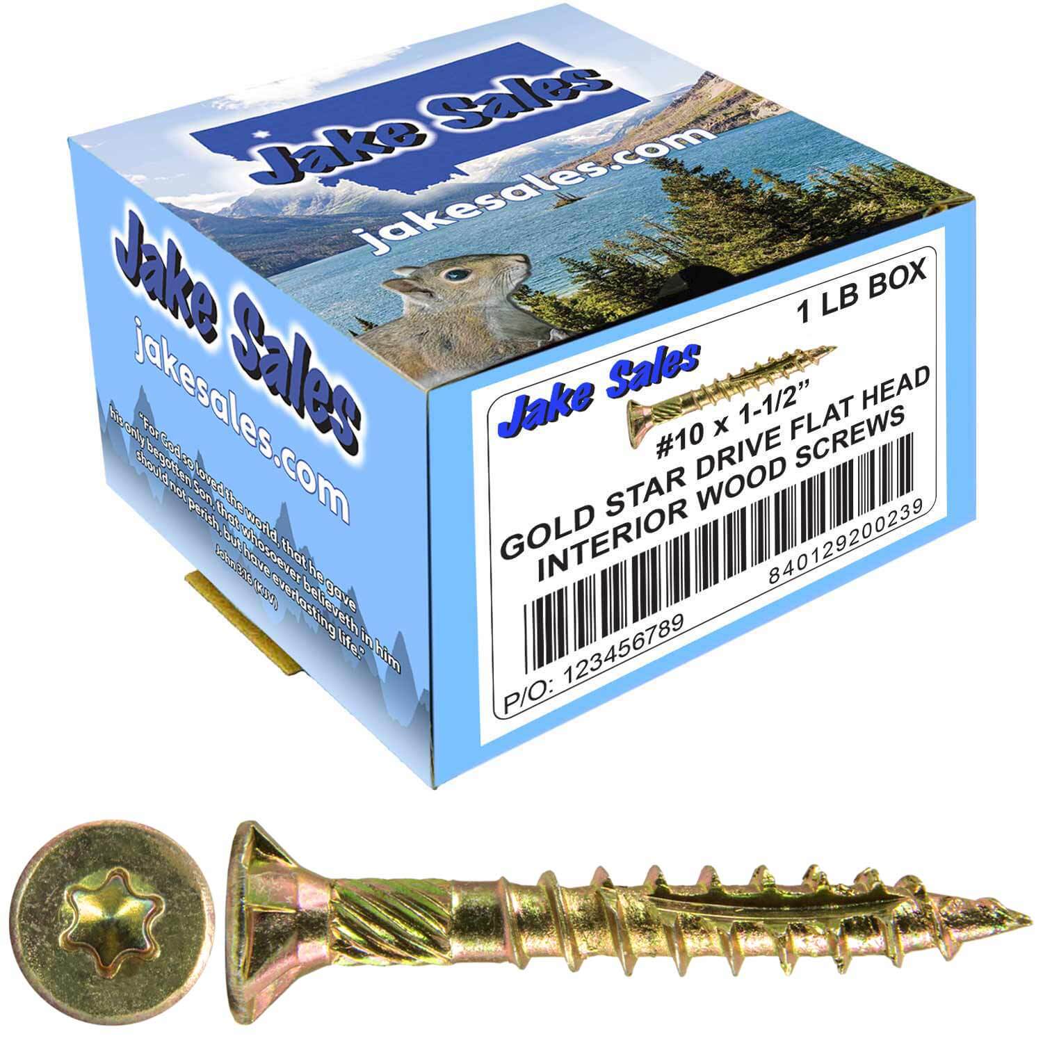 #10 Gold Star/Torx Drive Zinc Coated T-25 Flat Head Wood Screws - Image 43