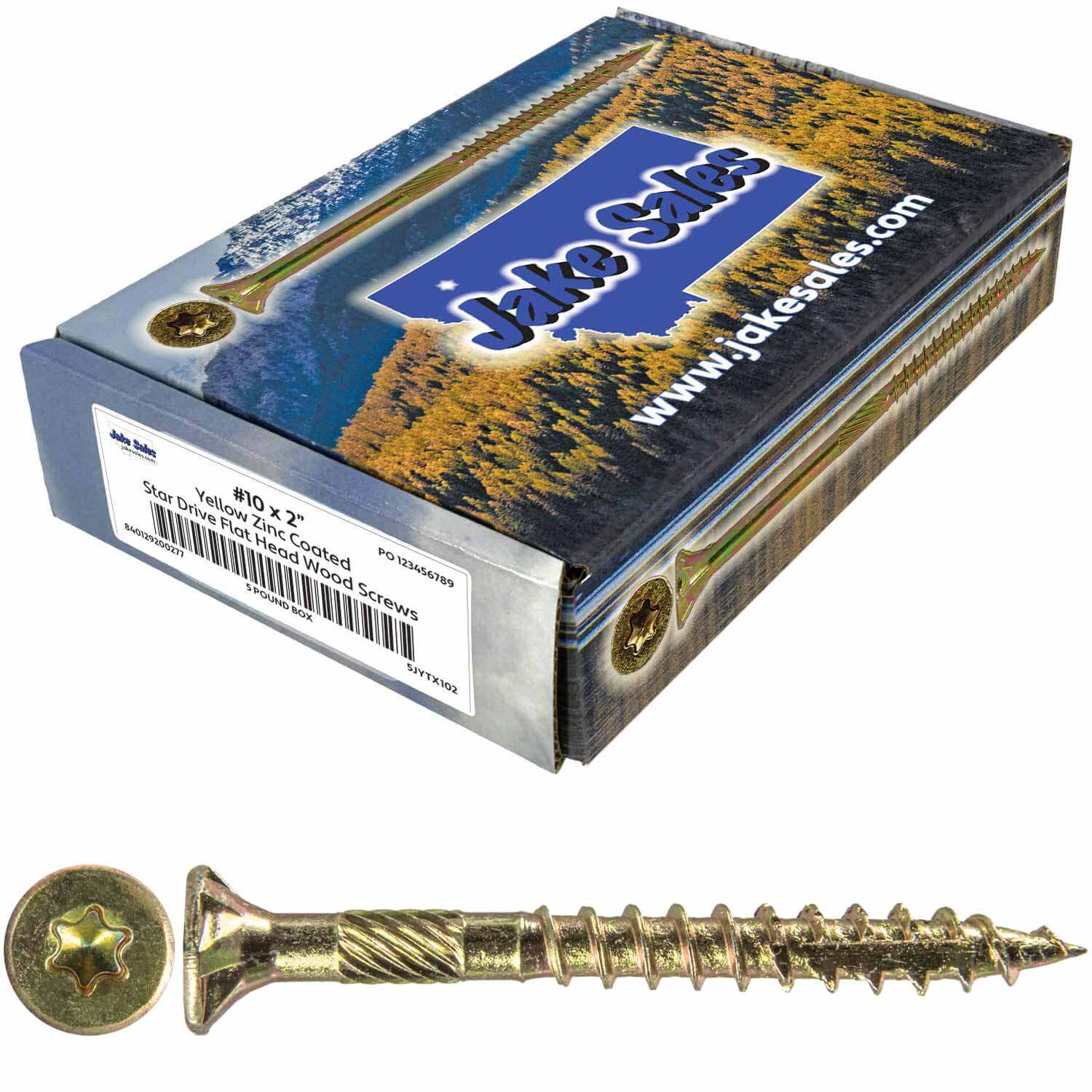#10 Gold Star/Torx Drive Zinc Coated T-25 Flat Head Wood Screws - Image 49